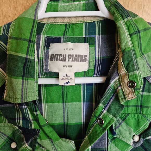 Ditch Plains Plaid Shirt L  Snap Button - Picture 4 of 10